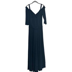 Evanese~ Onyx Black Cold Shoulder Long ~ Maxi Dress ~ Medium Women's